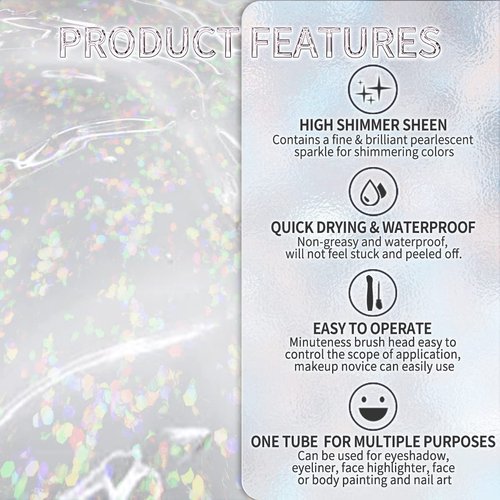 Catkin Liquid Glitter Eyeshadow, High Pigmented Multi-Dimensional Finish with One-swipe Metallic Coverage, Long Lasting and Luminous Shimmer Eyeliner Makeup 1.7 Grams (C03 Magic Shell)