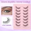 Natural Lashes False Eyelashes 15mm Wispy Eyelashes with Thin Band 3D Volume False Lashes Soft Strip Lashes Pack C Curl Natural Eyelashes Fake Lashes 7 Pair EVENTILL