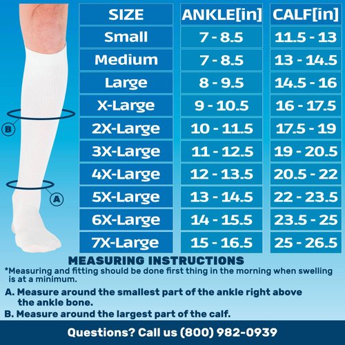 ABSOLUTE SUPPORT Made in USA - Graduated Support Opaque Compression Knee High Socks for Men 20-30mmHg | For Swelling, Lymphedema, Post Surgery - White, Medium, A104WH2