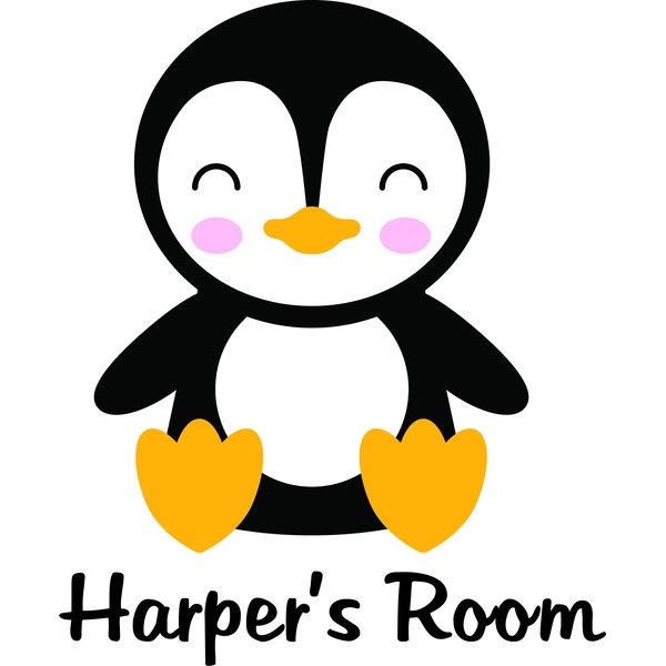 Penguin Penguins Kids Boys Girls Room Decor Animals Childrens Wall Decal - Custom Monogram Vinyl Wall Art - Personalized Name Vinyl Lettering - Size 20x20 Inches