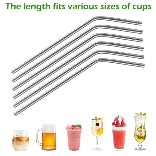 Acerich 6 Pcs Stainless Steel Straws, Reusable Metal Straws for 30 oz & 20 oz Tumblers Cups Mugs Cold Beverage, Free Cleaning Brush Included