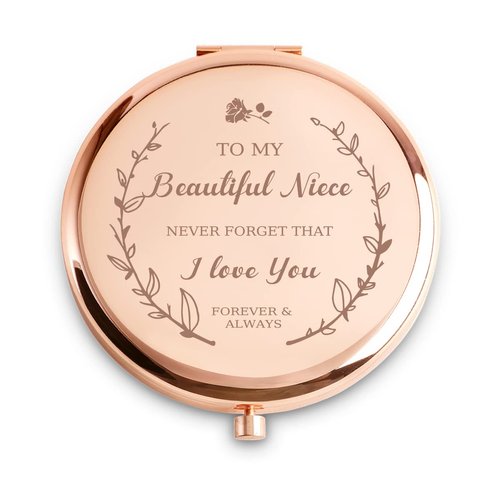 Niece Gifts from Aunt, Christmas Stocking Stuffers for Women Girls,Personalized Birthday Gifts, Inspirational Graduation Gift, Compact Mirror for Her