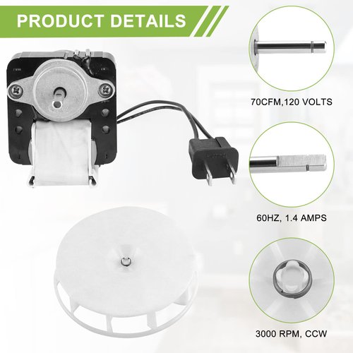 AMI PARTS S99080166 Vent Bath Fan Motor Replacement and BP28 Fit for broan nutone 70CFM 120V 60Hz 1.4 Amp 3000RP CCW for Bath Exhaust Vents