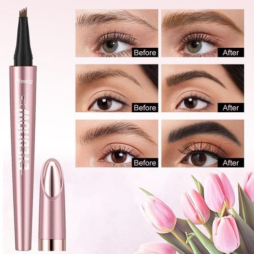 FYeang 3Pcs 4-Tipped Precise Brow Pen, Long-Lasting Natural Fine Stroke Eyebrow Pencil, Natural Fine Stroke Microblading Eyebrow Pencil, 3D Waterproof Microblading Eyebrow Pencil Contouring Pen