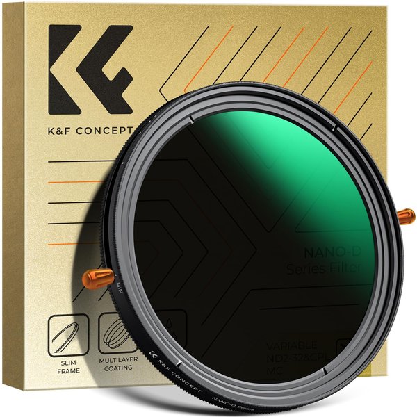 K&F Concept 67mm Variable Fader ND2-32 ND Filter and CPL Circular Polarizing Lens Filter in 1 for Camera Lens Waterproof Neutral Density Polarizer Filter (Nano-D Series)