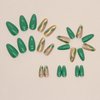St Patrick's Day Press on Nails Medium Almond - WLGDLH Green Fake Nails Press Ons With Gold Ribbon Designs Fresh False Nails Full Cover Acrylic Nail Kit for Women Manicure 24 PCS