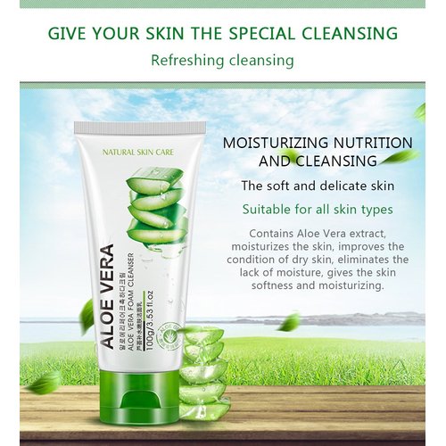 BIOAQUA 92% Aloe Vera Foam Cleanser - Refresh & Moisture Aloe Vera 92% Cleanser. Shrink Pores & Oil Control Deep Cleaning Face Cleanser.(100g)