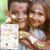 128+ PCS Groovy Unicorn Rainbow Temporary Tattoos, Glitter Flash Silver Pride Fake Tattoos For Kids Boys Girls Birthday Party Favors Supplies, Cartoon Metallic LGBT Face Tattoo Sticker Party Supplies