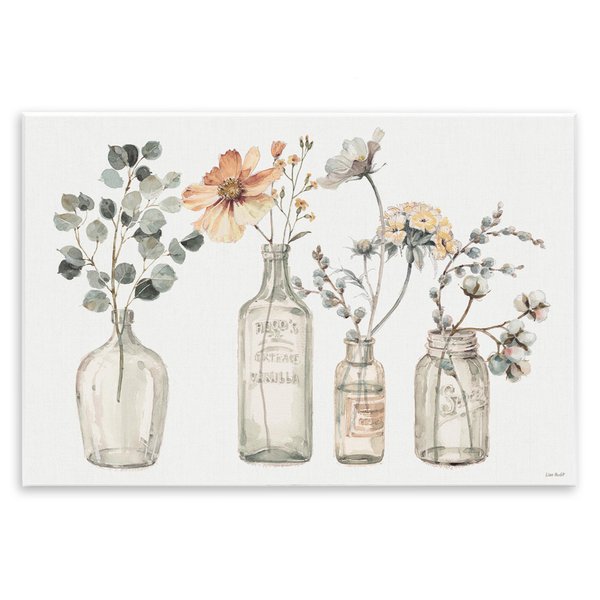 Stupell Industries Antique Floral Bouquets Flowers Glass Jar Painting, 10 x 15, Wall Plaque