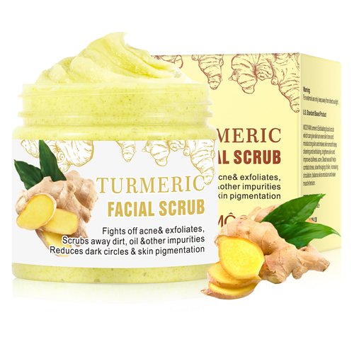 Turmeric Face Scrub Cream for Women &amp; Men, Exfoliating Face Wash Scrub for Acne Improve, Blackhea...