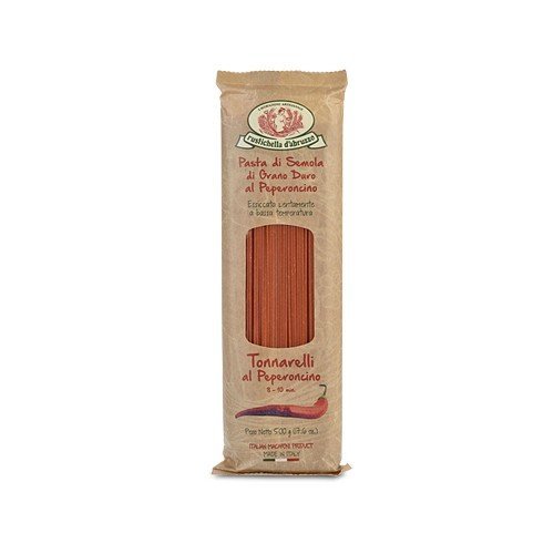 Rustichella d'Abruzzo Durum Wheat Chili Pepper Tonnarelli (Spaghetti) Pasta - 17.6 oz (2 Pack)
