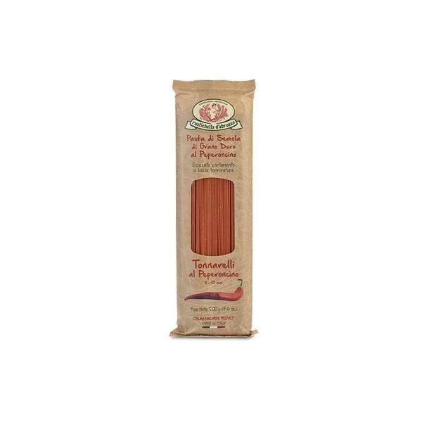 Rustichella d'Abruzzo Durum Wheat Chili Pepper Tonnarelli (Spaghetti) Pasta - 17.6 oz (2 Pack)