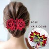 Foyte Flower Bride Wedding Hair Comb White Rose Headpieces Bridal Side Combs Purple Floral Bridesmaid Hair Accessories for Women (Rose)