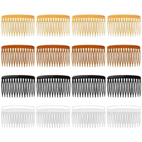 Andibro 12Pcs 14 Teeth Hair Side Combs, French Hair Side Combs for Women French Twist Hair Clips Plastic Twist Decorative Comb for Girls Fine Thin Hair Bridal Wedding Veil