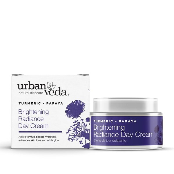 Urban Veda Radiance Day Cream | Brightening Moisturizer for Women | Hydrating and Nurturing | with Active Turmeric and Peptides | Anti-Aging Arjuna | Vegan | For Dry & Dull Skin | 1.7 Fl Oz.