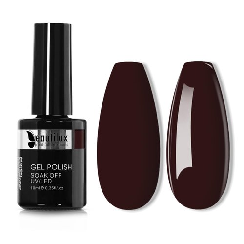 beautilux Dark Red Gel Polish, 1Pcs Dark Red Color Gel Nail Polish High Gloss Soak Off UV Nail Ar...