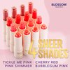 Blossom Double Take Flower Shaped Dual Tinted Moisturizing Lip Balm with Shea Butter, 0.13oz/3.6g, Cherry Red