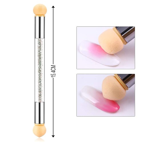 SILPECWEE 6Pcs Ombre Brush For Gel Nails Acrylic Nail Art Brush Fan Nail Brush Nail Gradient Pen Nail Sponges Pens Nail Art Tools For Salon&DIY