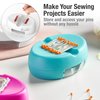 Beaditive Magnetic Pin Cushion with Drawer - Strong Magnet Pin Holder Cushion for Sewing - 50 Glass Head Quilting Pins Included - Chic Pincushion Caddy for Sewing Pins, Paper Clips, Screws – Turquoise