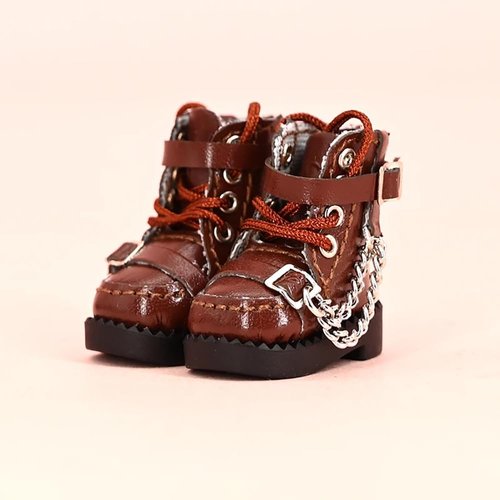 XiDonDon Doll Shoes Cool Chain Boots for Ob11,DDF,Body9,1/12 BJD,GSC Doll Accessories BJD Toys Shoes (Brown)