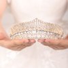 JWICOS Gold Tiara Queen Crown for Women Bridal Wedding Tiara and Crown for Brides Crystal Princess Tiara for Girls Rhinestone Tiara Hair Accessories for Birthday Pageant Prom (Gold)