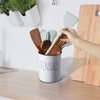 Bivvclaz Kitchen Utensil Holder, 6.7" Utensil Holder for Kitchen Counter, Cooking Utensil Crock with Cork Bottom, Modern Farmhouse Kitchen Decor, Countertop Utensil Storage Caddy Organizer, White