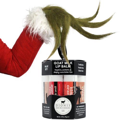 Dionis Goat Milk 6 Pc Lip Balm Ornament 2024 - Vanilla, Coconut, Milk & Honey, Berry, Peppermint & Blood Orange Scented Chapstick - Shea Butter & Coconut Oil, Protect & Restore Lips 0.28oz