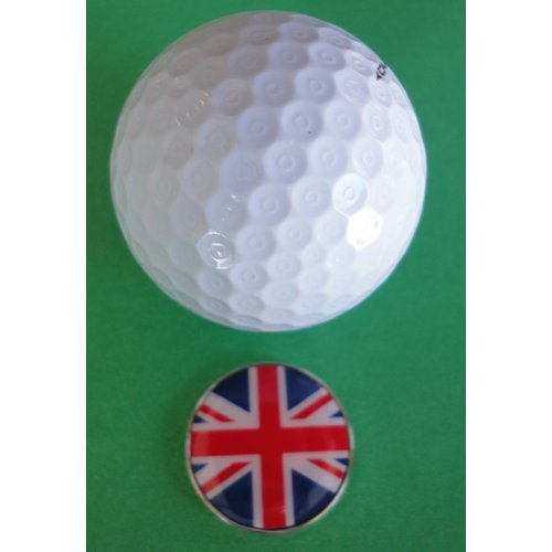 FunMarkers British Flag Golf Ball Marker - Exceptional Detailing Metal Ball Marker with Magnetic Hat Clip - Valuable Gift Set for Golfer Lovers