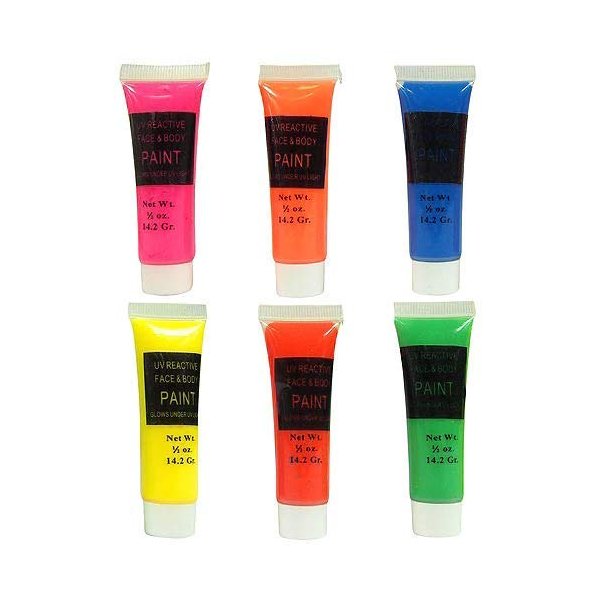 HollyDel Neon UV Body Paint 6ct Battle Royal Party Supplies