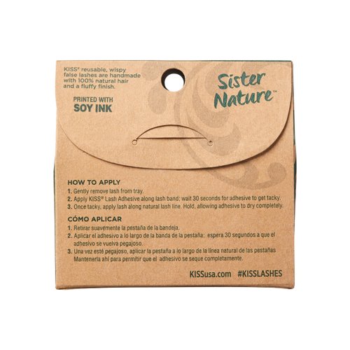 KISS Lashes Sister Nature False Eyelashes, Easy to Wear & Easier on the Planet, 100% Natural Hair, Wispy and Fluffy Lash Finish, Reusable - Sage, 1 Pair Sage 1 Count (Pack of 1)