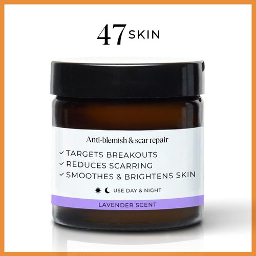 47 Skin Scar Repair Mask - Silver Chitoderm Anti Blemish - Acne Mask for Instant Glow & Clearer Skin (1.01 Fl Oz)