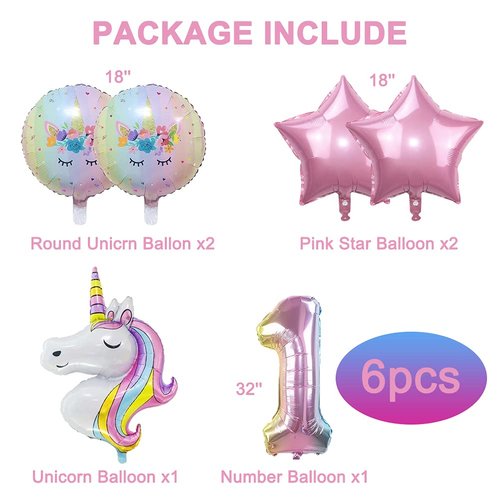 DUILE Unicorn Balloons Unicorn Birthday Party Decorations for Girls Foil Balloons Set Macaron and Rainbow Balloon Wedding Baby Shower Party Supplies (1)