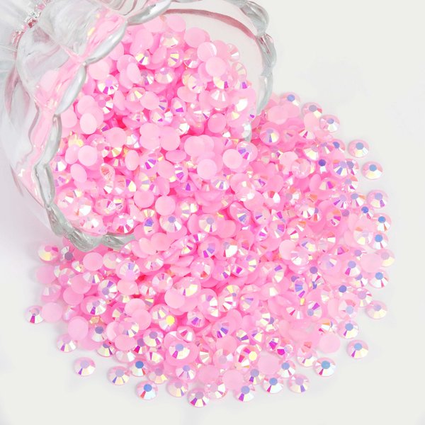 ELEEGEM Resin Rhinestones for Nail Art,3000PCS 5mm Light Pink AB Jelly Rhinestones Flatback for Crafts Tumblers Clothes Shoes DIY Decoration