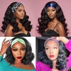 JCL Headband Wig Human Hair Body Wave Headband Wigs Human Hair Wig Glueless Wigs Human Hair Natural Color Curly Human Hair Wigs for Black Women 12 Inch Human Hair None Lace Front Wigs Human Hair