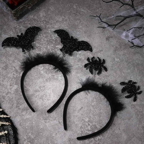 Fashey Halloween Headband Black Bat Hair Band Spider Headbands Cosplay Festival Halloween Hair Accessories for Women and Girls