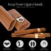 Mantello Cigar Case, Cedar Wood Lined Cigar Case Travel, Cigar Holder Case with Cigar Cutter- Cigar Case for Men, Brown Leather Cigar Case