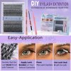 DIY Lash Extension Kit 280 Pcs Lash Clusters Kit Individual Lashes Natural 9-16mm D Curl with Bond Seal Tweezers Pearl Stickers False Eyelash for Beginner Eyelash Extensions at Home (40D+50D)