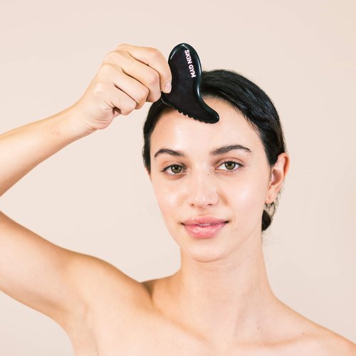 Skin Gym Natural Bian Stone Buffy Gua Sha Face Massager for Under Eye Bags, Puffy Eyes and Fine Lines Anti-Aging Face Lift Skin Care Beauty Tool