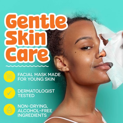 BeYOUtiful Face Mask Skincare Sheets Set of 3, Hydrating Spa Facial Masks, Preppy Skin Care for Teens, Tweens, Kids, Women and Girls, Sleepover Slumber Party Supplies and Gifts, for Ages 8-17