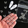 3D Alloy Butterfly Nail Charms,Shiny Diamonds Metal Butterfly Nail Gems Nail Rhinestones Nail Art Charm,Nail Decoration Rhinestones for Nails DIY Manicure Jewelry Accessories Women Nail Supplies,10pcs