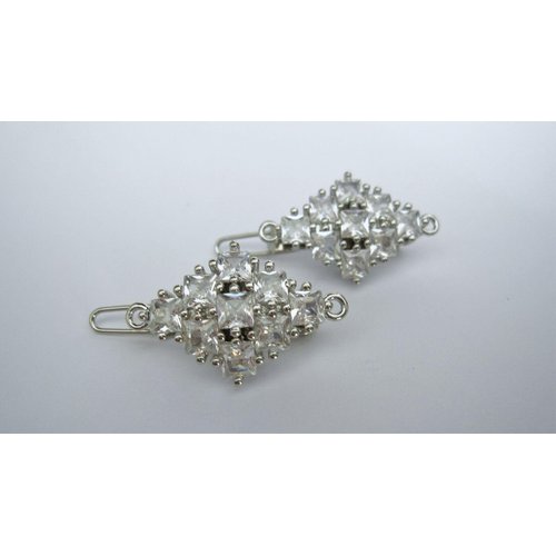 Generic Two small tiny silver diamond shape crystal hair pin clip barrettes fine hair, 8, Clear