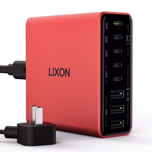 USB C Charger Block, 200W 8-Port Gan Fast Charging Station Hub Power Strip, PD PPS 65W 30W, Multiport Laptop Adapter for MacBook Pro/Air iPad iPhone Dell Surface Galaxy, 6ft Flat Plug Extension Cord