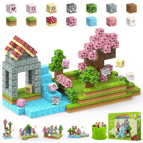 Magnetic Blocks Building Toys,108PCS Magnetic Building Blocks,Magnets Cubes Garden Set,Toddler STEM Sensory Construction Toys 3 4 5 6 7 Girls Boys Christmas Birthday Gifts for 3+ Years Old Kids