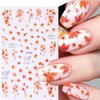 3D Maple Leaf Nail Art Stickers Fall Embossed Nail Sticker Decal Yellow Leaf Flower Squirrel Nail Art Design Autumn Thanksgiving Nail Decoration for Women Girls 4 Sheets