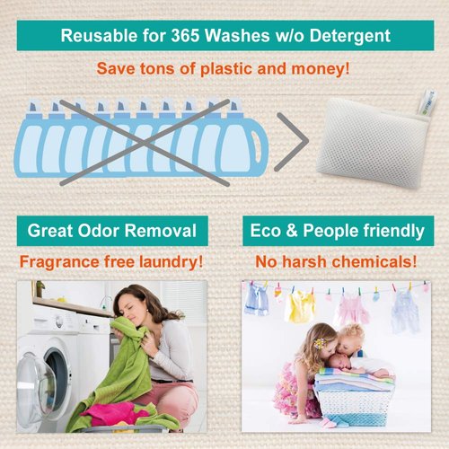 Eco Friendly Laundry Detergent [Made in Japan] Sensitive Skin Hypoallergenic Laundry Detergent, Organic Unscented Baby Natural Detergent Alternative [Reusable for 365 washes]