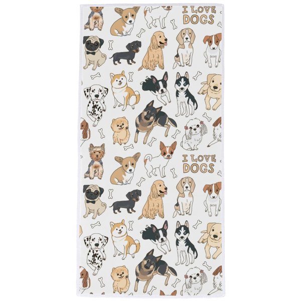 Vhcawsu Cute Doodle Dog Hand Towel Animal Puppy Theme Towels Soft Bathroom Hair Drying Towels Highly Absorbent Bath Towel for Spa Gym Sport 16" X 30"