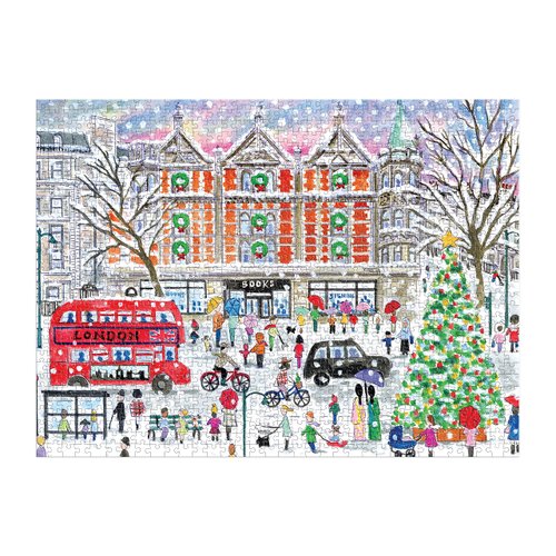 Galison Michael Storrings Christmas in London – 1000 Piece Puzzle Fun and Challenging Activity with Bright and Bold Artwork of The London Holiday Season for Adults and Families