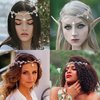 EVER FAITH Wedding Bridal Headband for Brides, Austrian Crystal Teardrop Leaf Elf Costume Hair Accessory Tiara Hair Band Crown for Cosplay Birthday Party Christmas Clear Silver-Tone