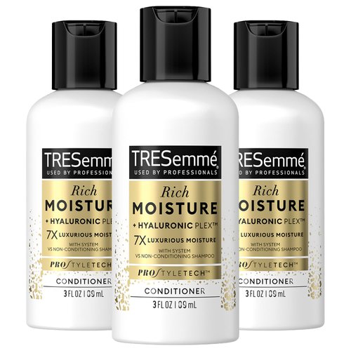 TRESemmé Conditioner Moisture Rich - Ceramide + Hyaluronic Acid, Travel-Size Conditioner for Damaged Hair, Moisturizing Conditioner TREsemme, Hair Care Products for Women/Men, 3 Oz (Pack of 3)