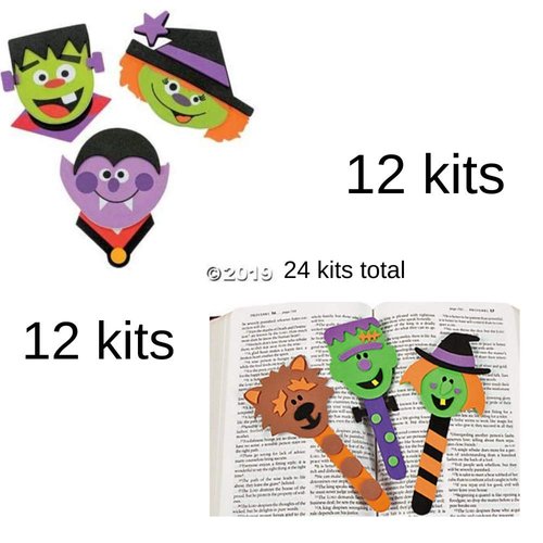 PWS Sales Halloween Character Bookmark & Magnet Craft Kit 24 Pack-Kids Party Favor Activity